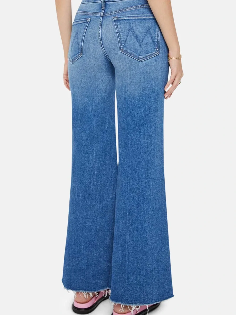 MOTHER Denim Wide-Leg Flare Jeans in Blue Fade